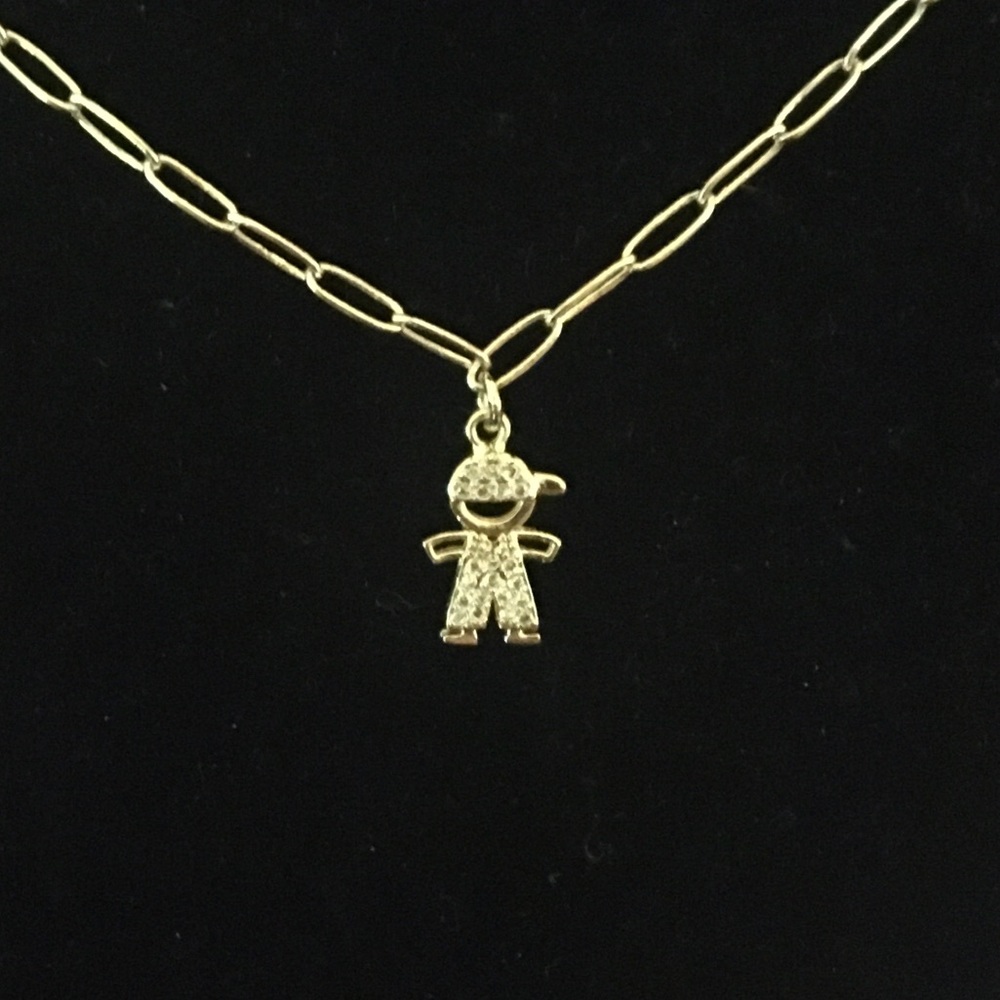 16.5” paperclip chain with “BOY”charm .